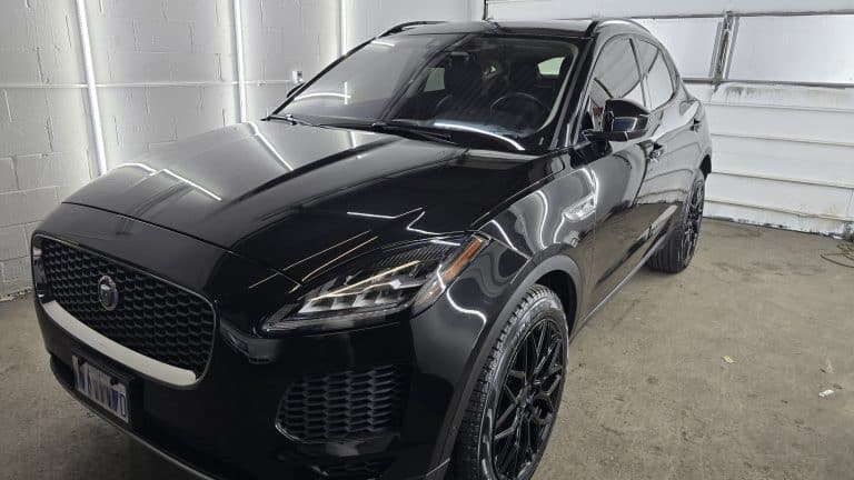 Black Jaguar SUV after ceramic coating at MNV Auto Detailing in Toronto